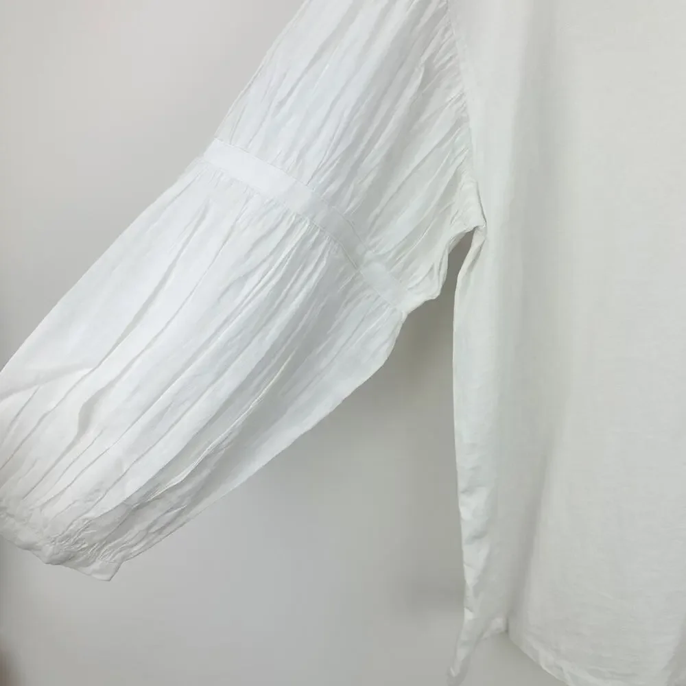 NEW Madewell Puff Sleeve Drop Shoulder Knit Top Cotton Viscose White Small